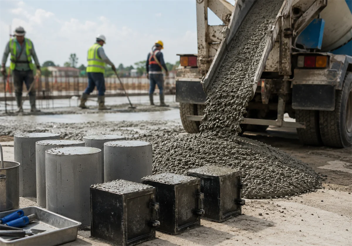 Çökme koni ile taze beton slump deneyi — DNZ Grup Yapı Laboratuvarı
